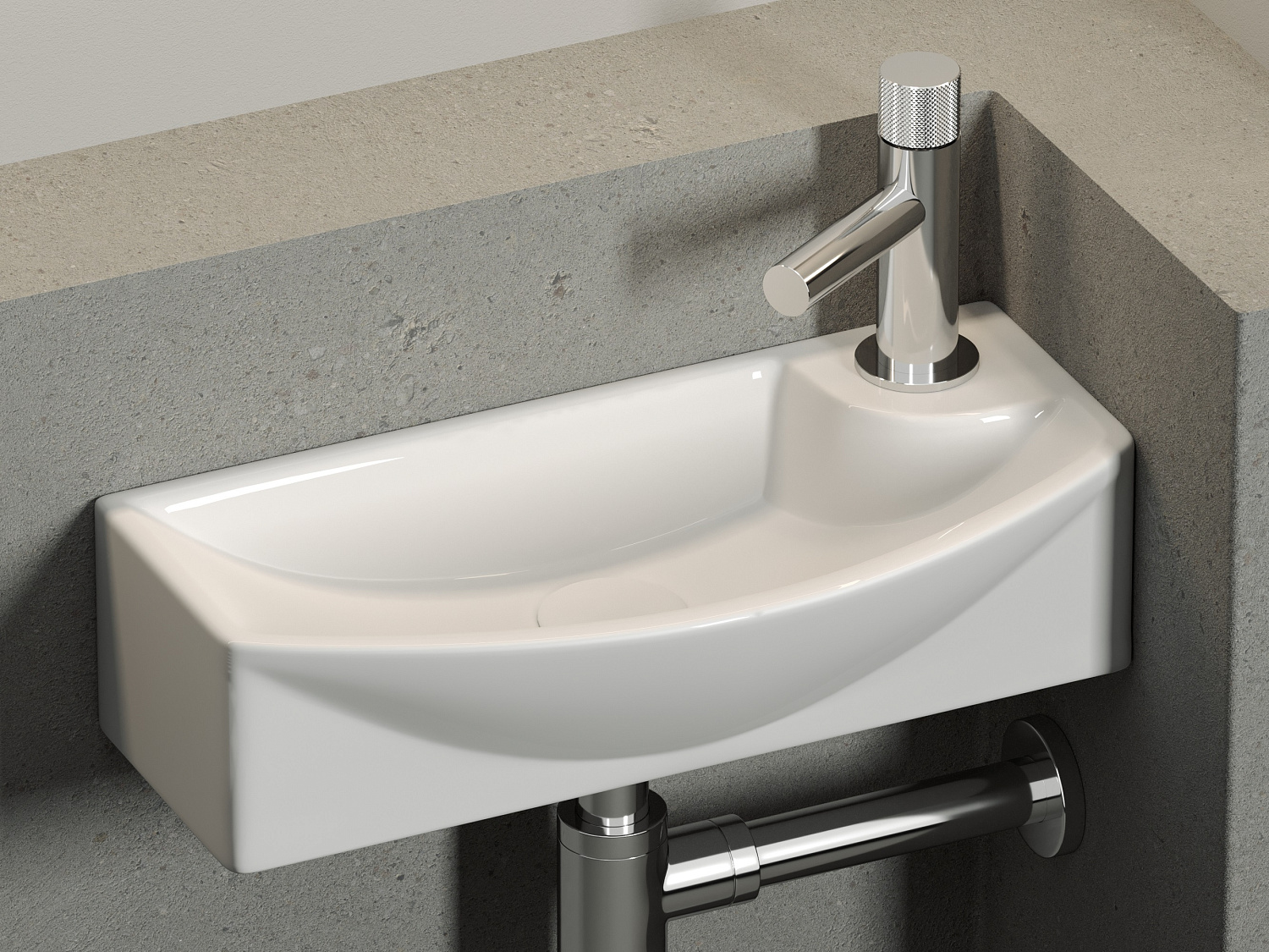 Ceramicanova Element Раковина подвесная 45,5х22 см, без перелива, отв. справа, цвет: белый глянц. CN6038L