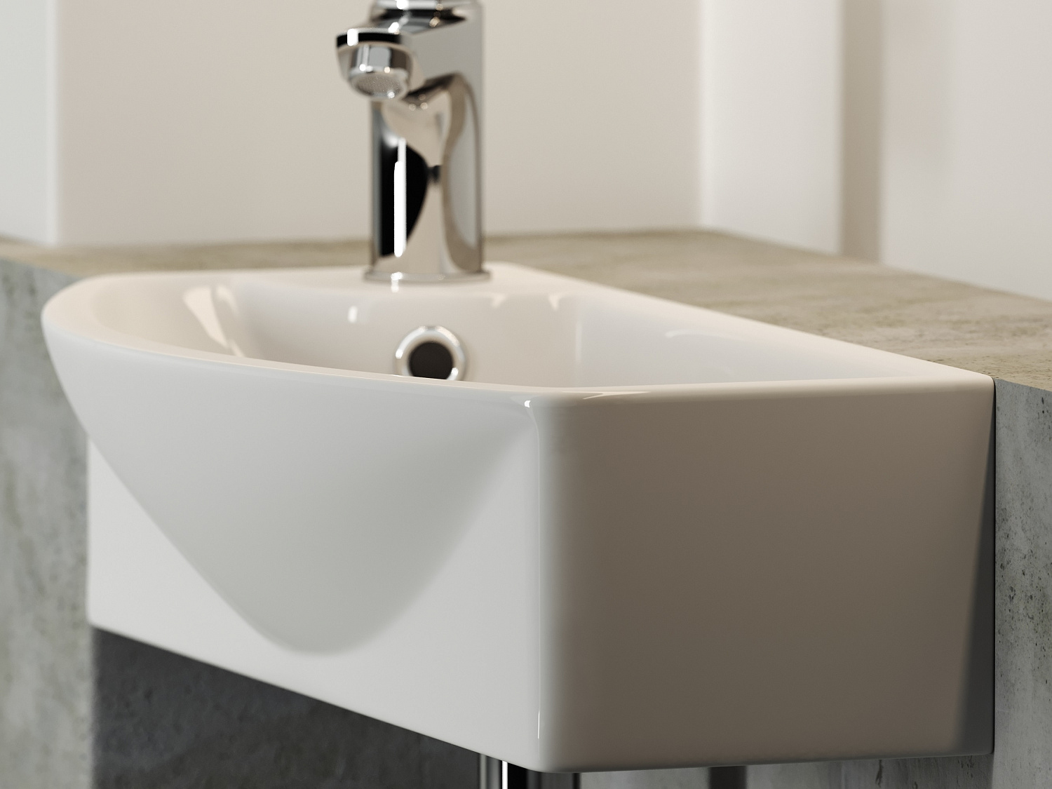 Ceramicanova Element Раковина подвесная 45,5х22 см, с переливом, смес. слева, цвет: белый глянц. CN6038R