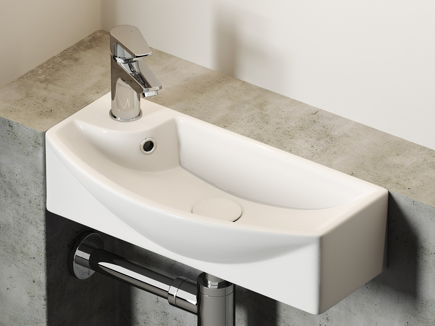 Ceramicanova Element Раковина подвесная 45,5х22 см, с переливом, смес. слева, цвет: белый глянц. CN6038R