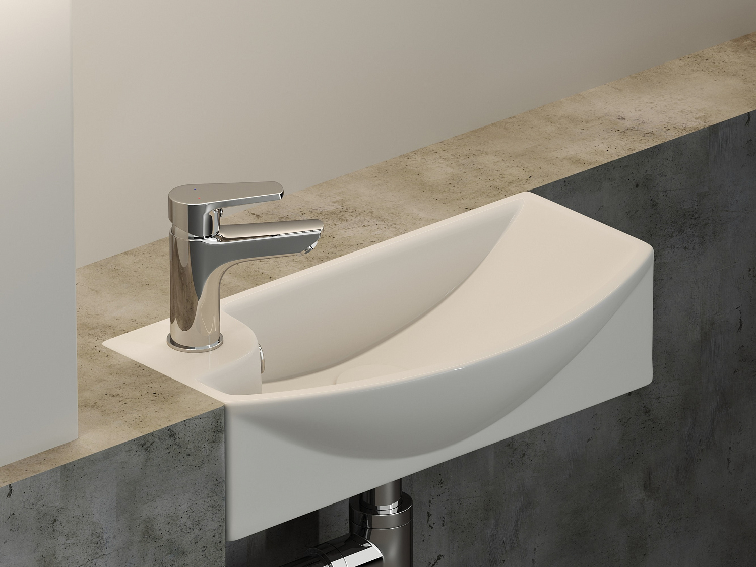 Ceramicanova Element Раковина подвесная 45,5х22 см, с переливом, смес. слева, цвет: белый глянц. CN6038R