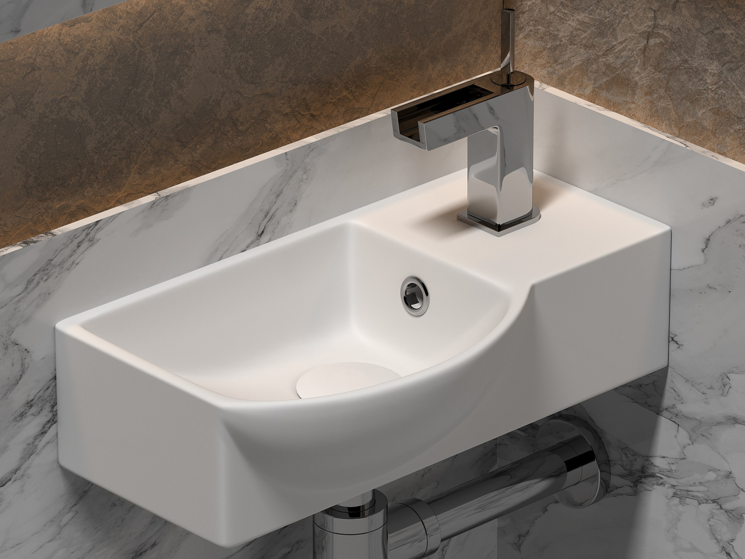 Ceramicanova Element Раковина подвесная 40х22 см, с переливом, смеситель справа, цвет: белый глянц. CN6039L