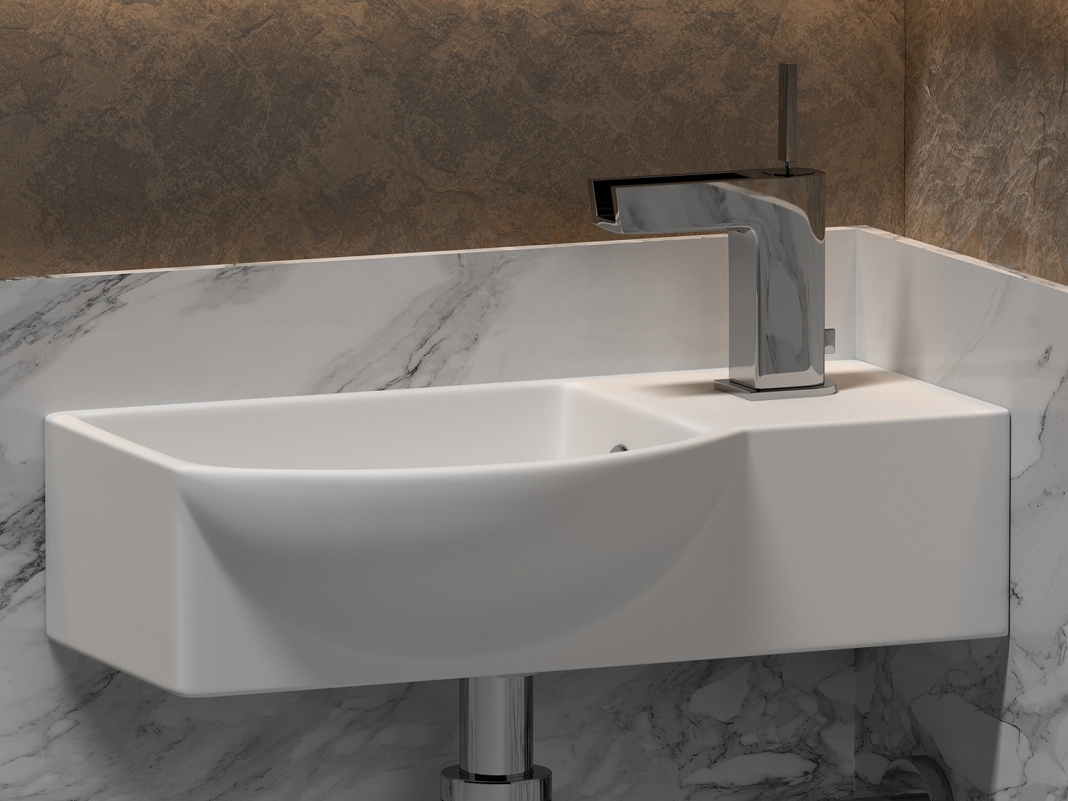 Ceramicanova Element Раковина подвесная 40х22 см, с переливом, смеситель справа, цвет: белый глянц. CN6039L