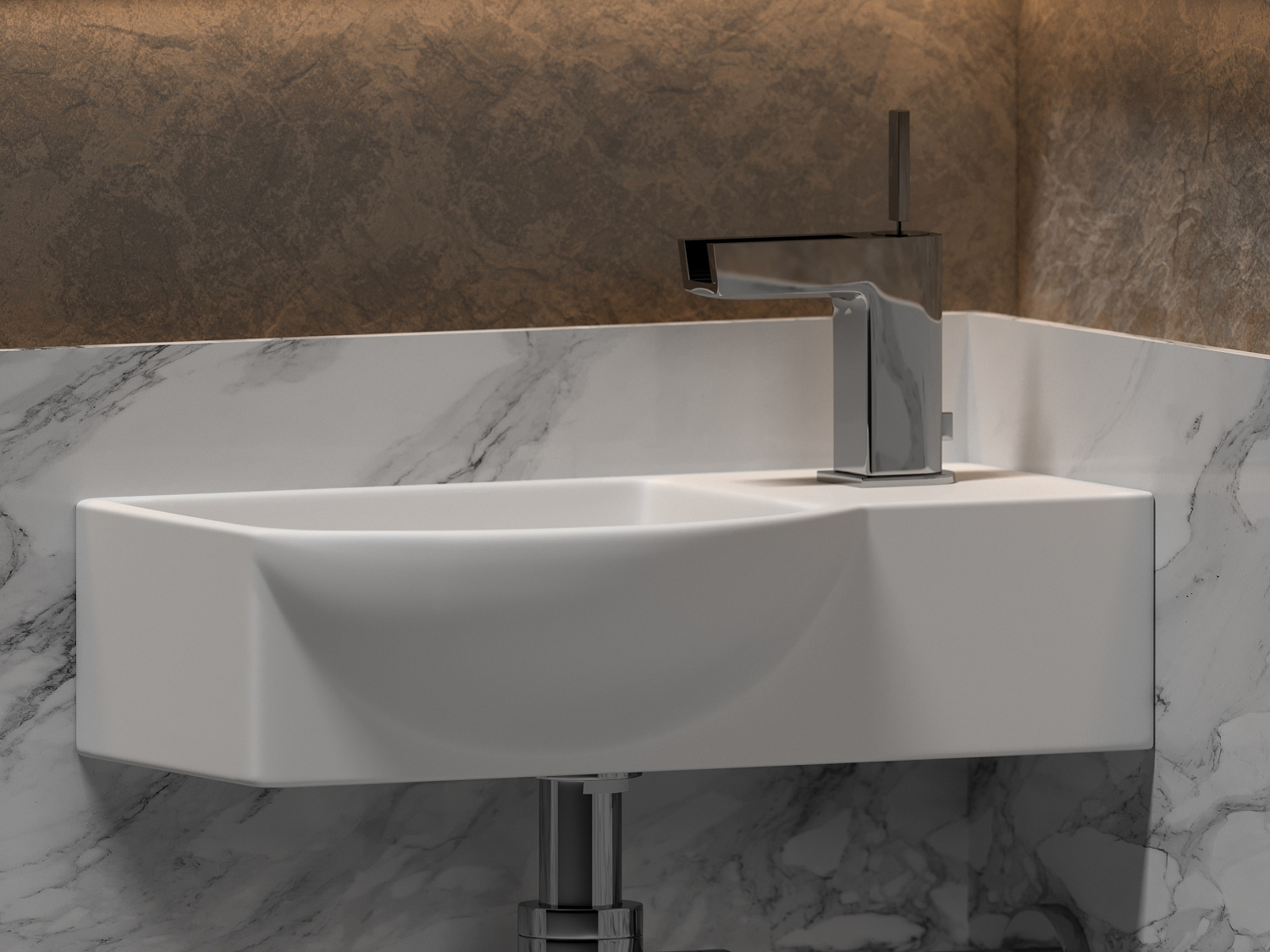 Ceramicanova Element Раковина подвесная 40х22 см, с переливом, смеситель справа, цвет: белый глянц. CN6039L