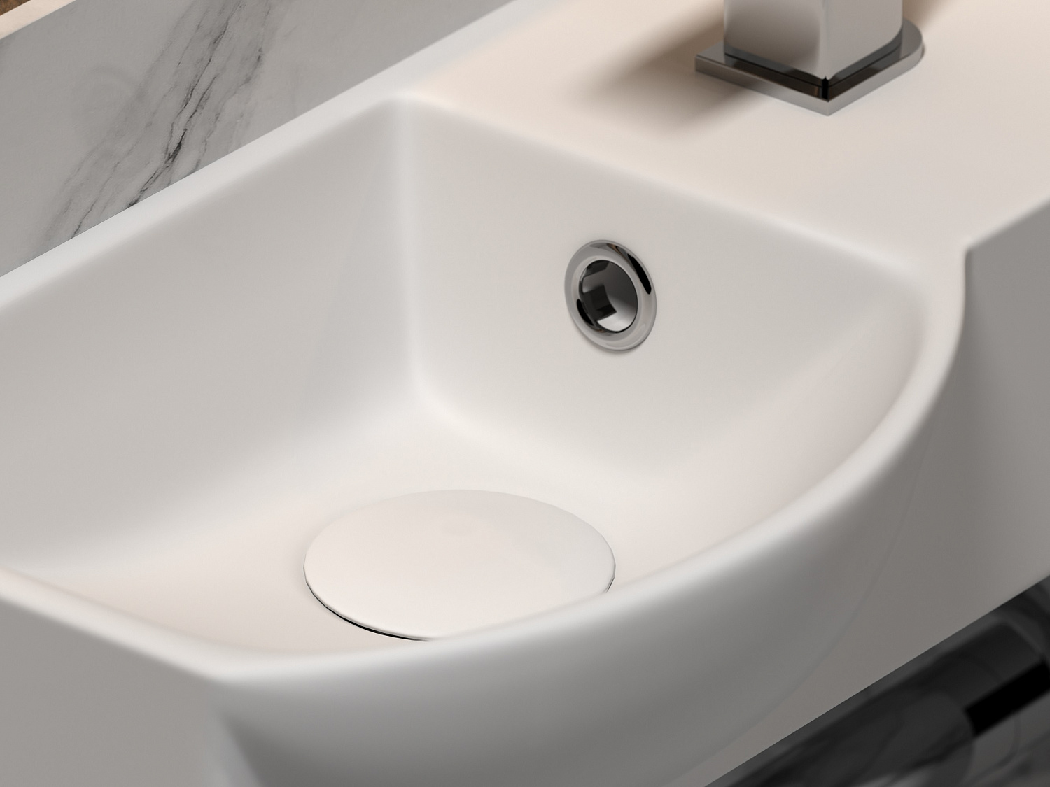 Ceramicanova Element Раковина подвесная 40х22 см, с переливом, смеситель справа, цвет: белый глянц. CN6039L