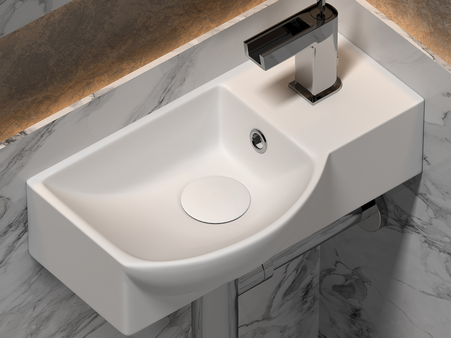 Ceramicanova Element Раковина подвесная 40х22 см, с переливом, смеситель справа, цвет: белый глянц. CN6039L