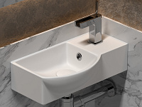 Ceramicanova Element Раковина подвесная 40х22 см, с переливом, смеситель справа, цвет: белый глянц. CN6039L