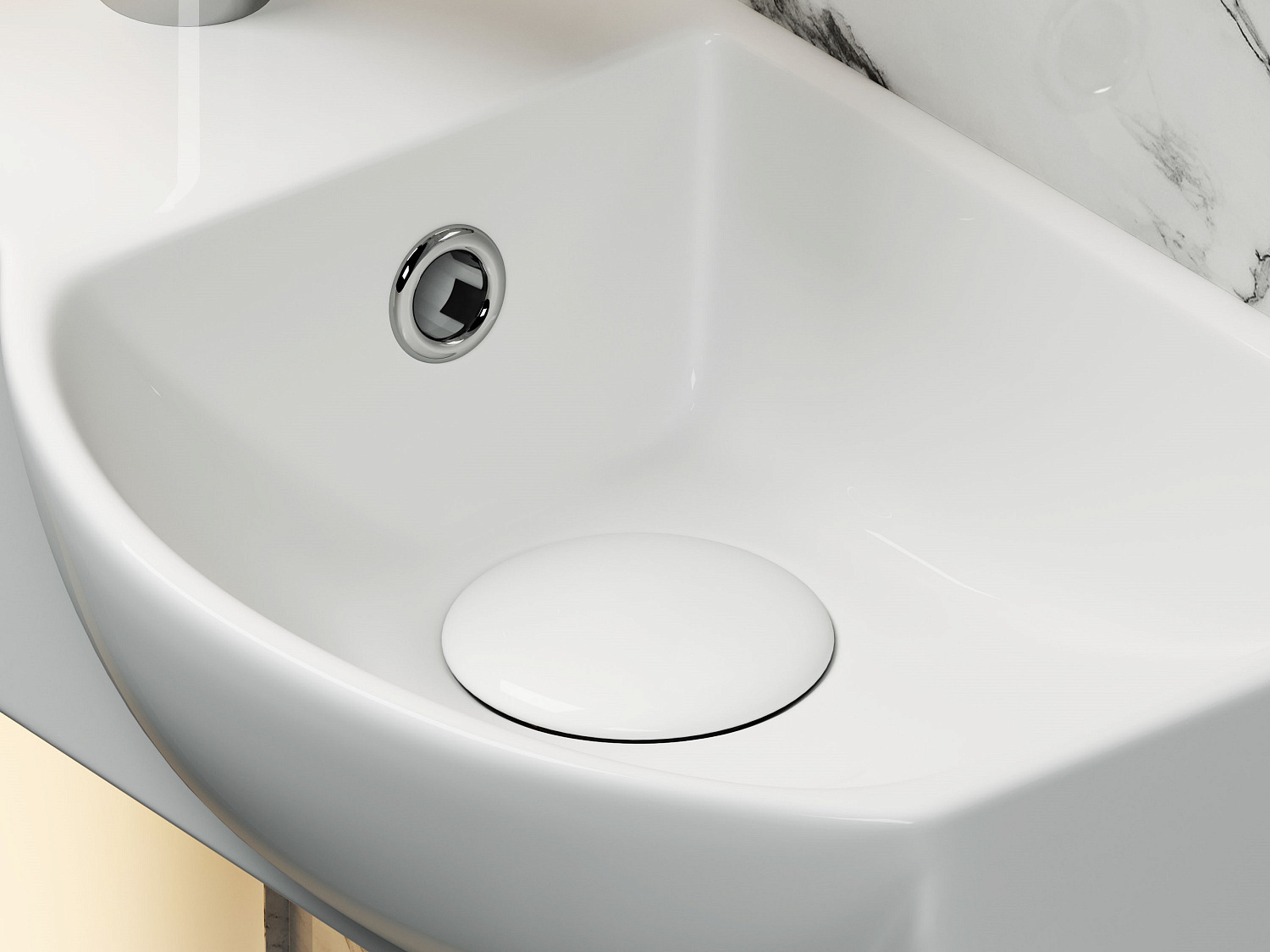 Ceramicanova Element Раковина подвесная 40х22 см, с переливом, смес. слева, цвет: белый глянцевый CN6039R