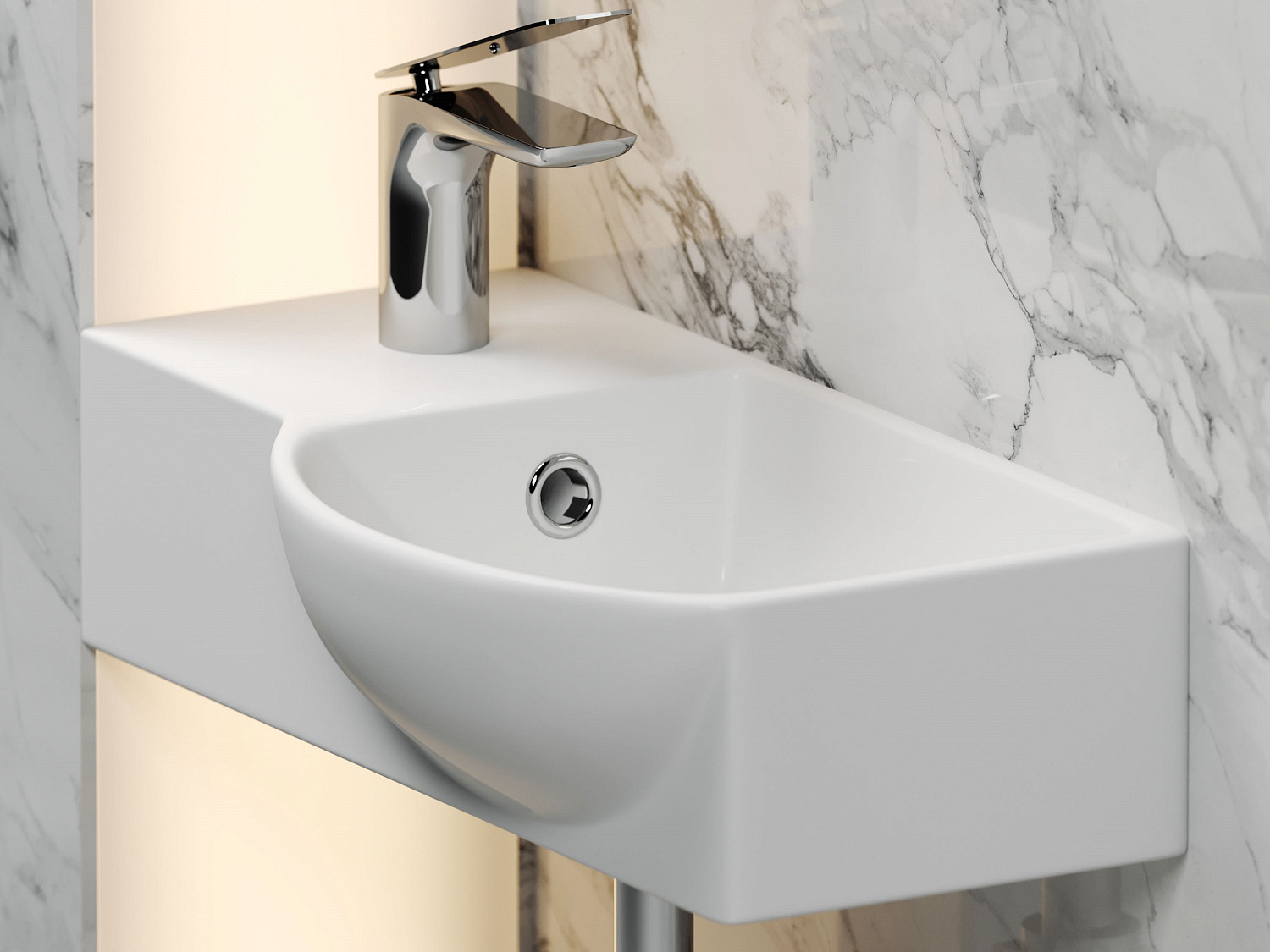Ceramicanova Element Раковина подвесная 40х22 см, с переливом, смес. слева, цвет: белый глянцевый CN6039R