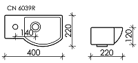 Ceramicanova Element Раковина подвесная 40х22 см, с переливом, смес. слева, цвет: белый глянцевый CN6039R