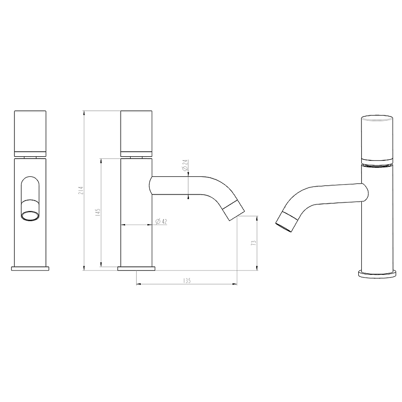 Boheme Stick Diamond Смеситель для раковины длина излива 13,5 см, без дк, цвет: chrome/gold 121-CRG