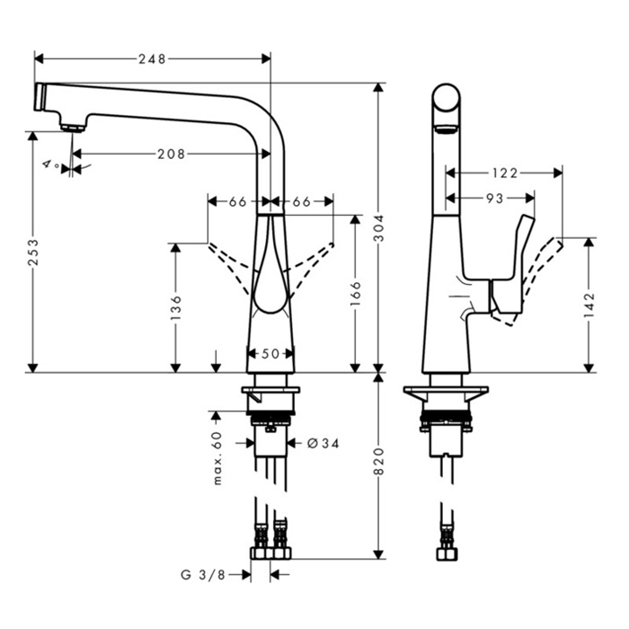 Hansgrohe Metris Select Смеситель для кухонной мойки, цвет: хром 14847000