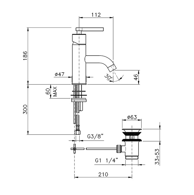 Nicolazzi Mac Kinley 05 Смеситель однорычажный с автомат. сливом для раковины, цвет: хром 3702CR29M