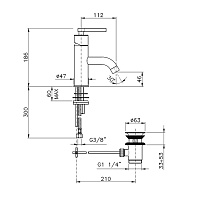 Nicolazzi Mac Kinley 05 Смеситель однорычажный с автомат. сливом для раковины, цвет: хром 3702CR29M