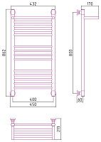 Сунержа Богема+ с 1 полкой Полотенцесушитель водяной 40x80h, цвет: без покрытия 00-0223-8040