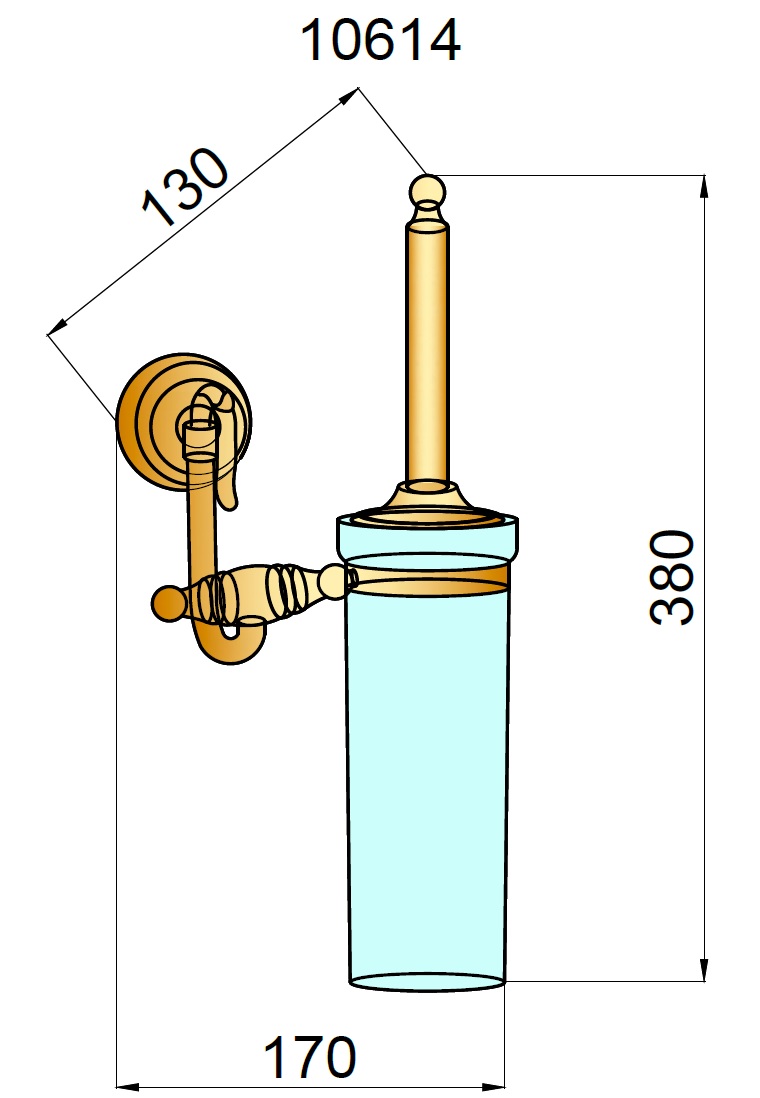 Boheme Medici Ершик для унитаза подвесной с керамической колбой, цвет: bronze 10614