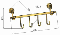 Boheme Medici Крючок для полотенца четверной, подвесной, цвет: bronze 10623