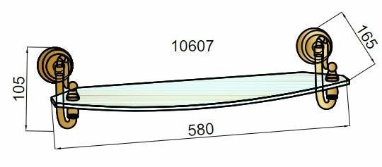Boheme Brillante Полка стеклянная 58x16,5 см, подвесная, стекло прозрачное, цвет: chrome 10436