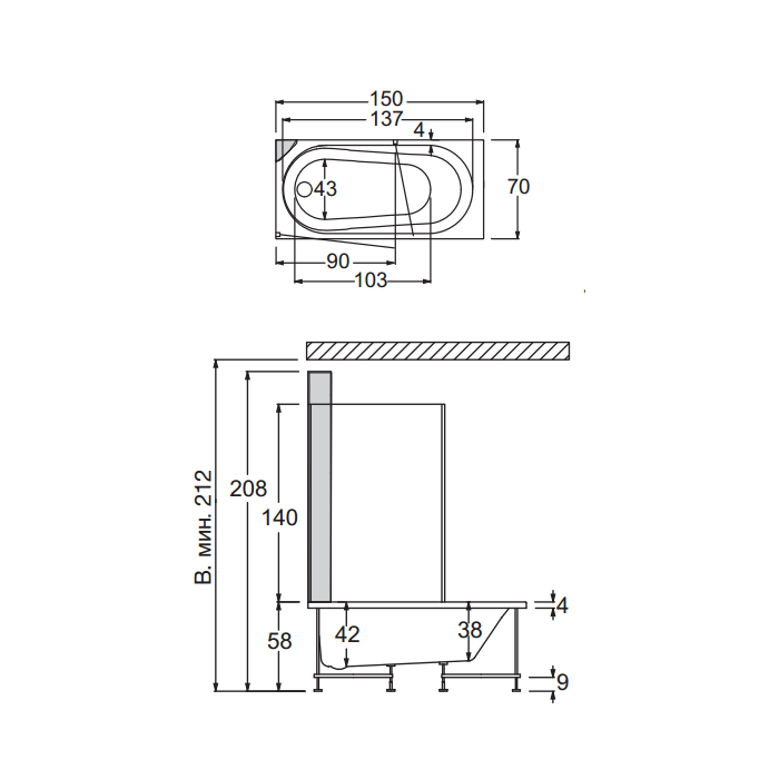 Hafro Oasy Ванна 195x115 см, без панелей Professional W/A 2OAA1N8