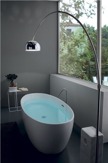 Kerasan Flo Ванна акриловая отдельностоящая 170x82 см, со сливом Clic-Clac, цвет: Bianco 742901