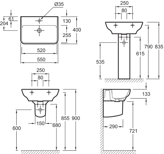 Раковина Jacob Delafon Struktura EGE112 55 см EGE112-00