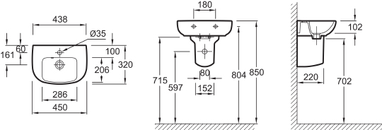 Рукомойник Jacob Delafon Odeon Up E4760 45 см E4760-00