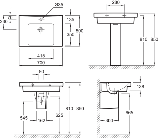 Раковина Jacob Delafon Odeon Up E4732 70 см E4732-00