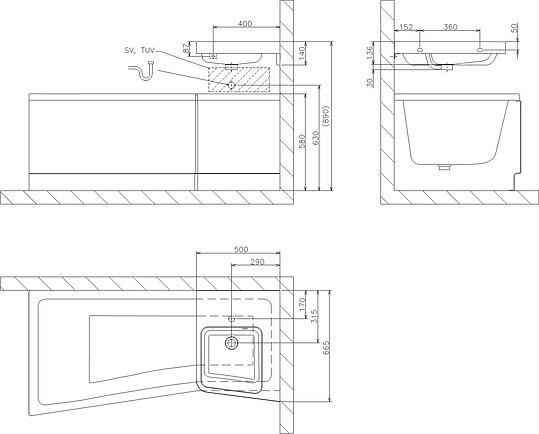 Раковина Ravak BeHappy II 50х66 L XJAL1100001