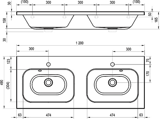 Раковина Ravak Chrome 120 двойная XJG01112000