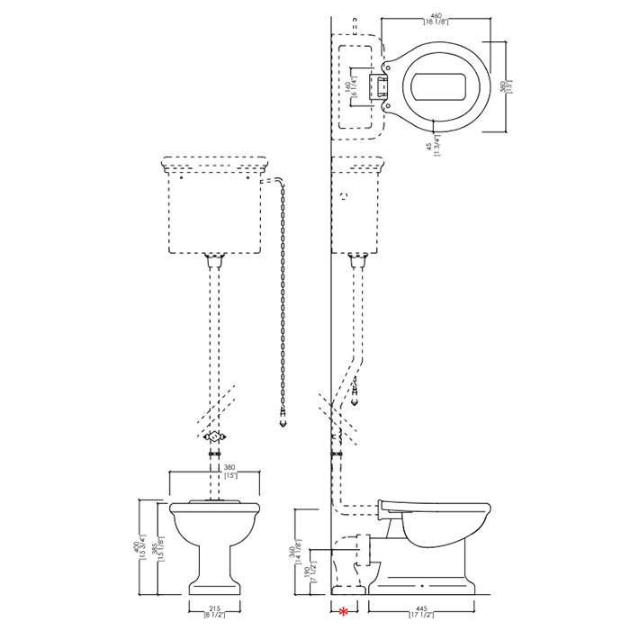 Devon&Devon Etoile Патрубок для высокого бачка, цвет золото светлое IB1043AG