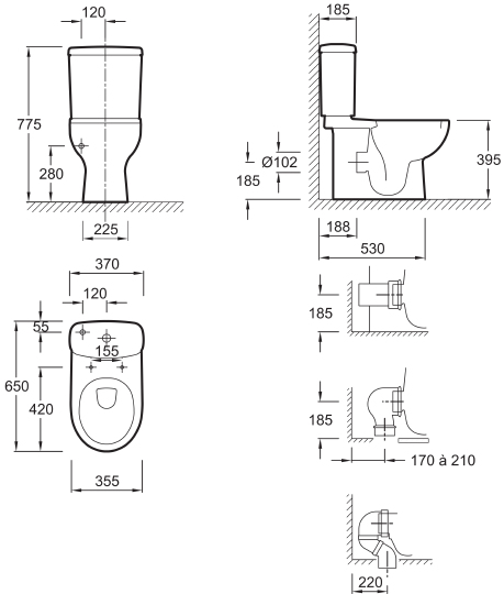 Чаша для унитаза-компакта Jacob Delafon Panache E1370 E1370-00