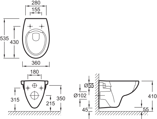 Унитаз подвесной Jacob Delafon Patio  безободковый EDV102-00