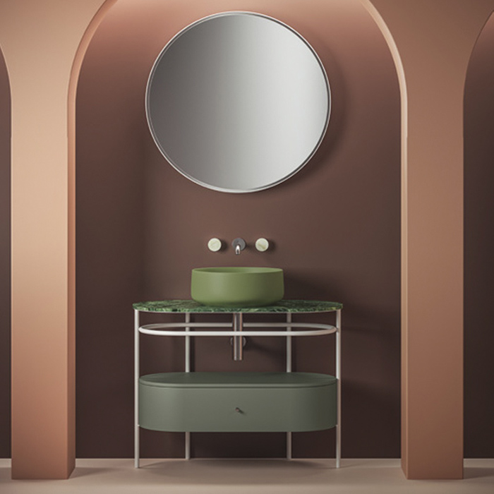 ArtCeram Cognac Раковина чаша d42x16h см, без перелива, покрытие Saniglaze, цвет: green salvia COL001 44 00