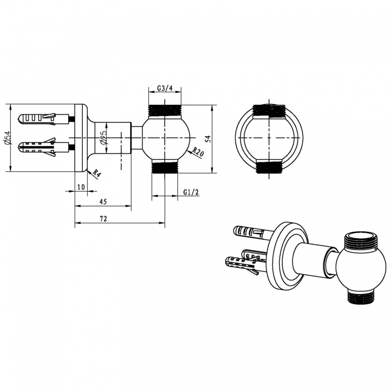 Boheme Imperiale Шланговое подключение для душевой стойки, цвет: gold 614