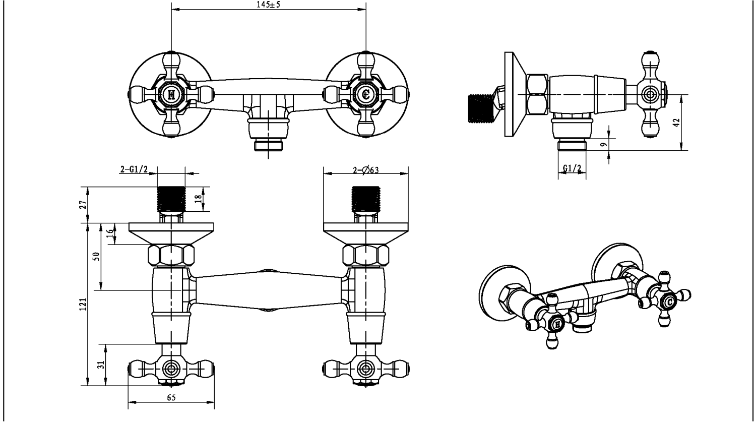 Boheme Crystal Смеситель для душа без излива и душевого набора, цвет: chrome 274-CRST