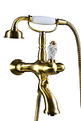 Boheme Crystal Смеситель для ванны с душевым комплектом: ручной душ, излив 19,5 см, цвет: bronze 303-CRST