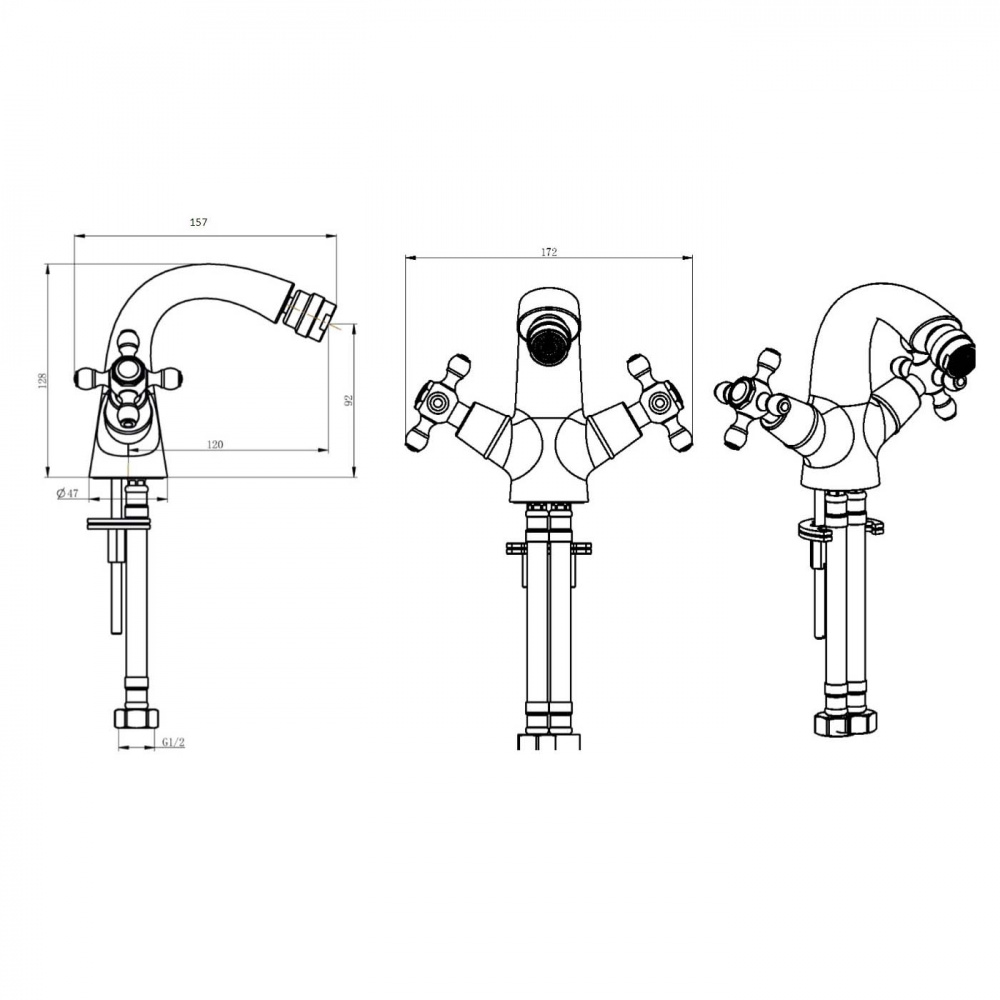 Boheme Satine Смеситель для биде, без донного клапана, цвет: bronze 316-ST