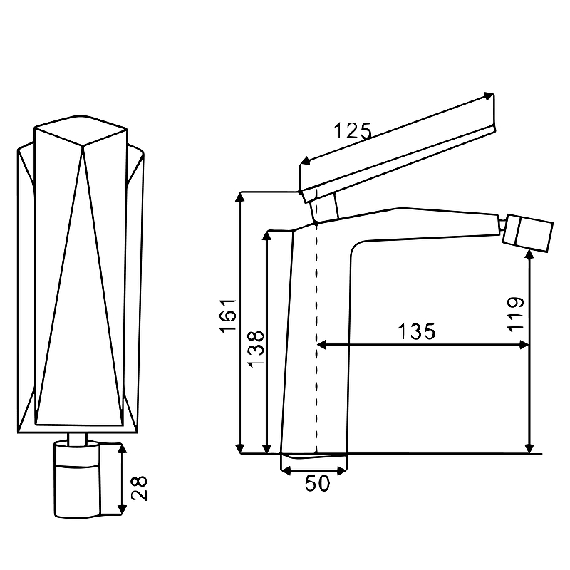Boheme Venturo Смеситель для биде, без донного клапана, цвет: shine gun metall 376-SGM