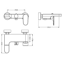 Boheme Spectre Смеситель для ванны с душевым комплектом: ручной душ, шланг, излив 19 см, цвет:bronze 453-BR