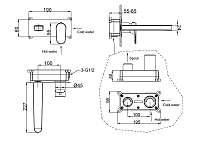 Boheme Spectre Смеситель для раковины встраиваемый, излив, с внутренней частью, цвет: black 455-B