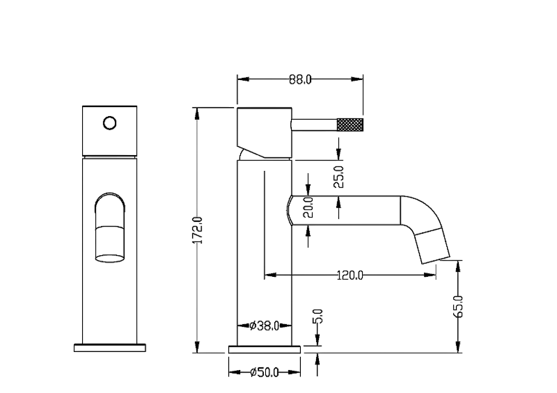 Boheme Uno Смеситель для раковины без донного клапана, длина излива 12 см, цвет: chrome 461-CR