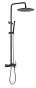 Boheme Uno Diamond Душевая стойка: термостат, ручной душ, шланг, верхний душ 30см, цвет:black/chrome 468-BCR