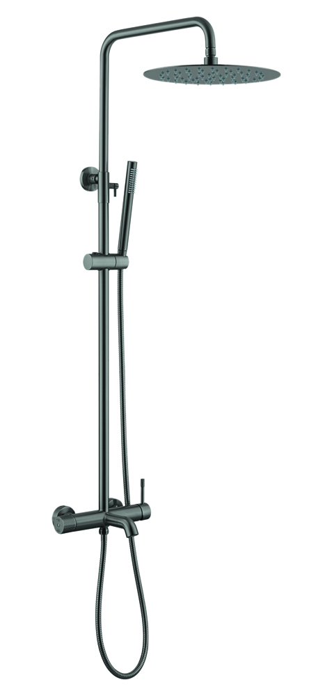 Boheme Uno Душевая стойка: термостат, ручной душ, шланг, верхний душ 30 см, цвет: gun metall 468-GM