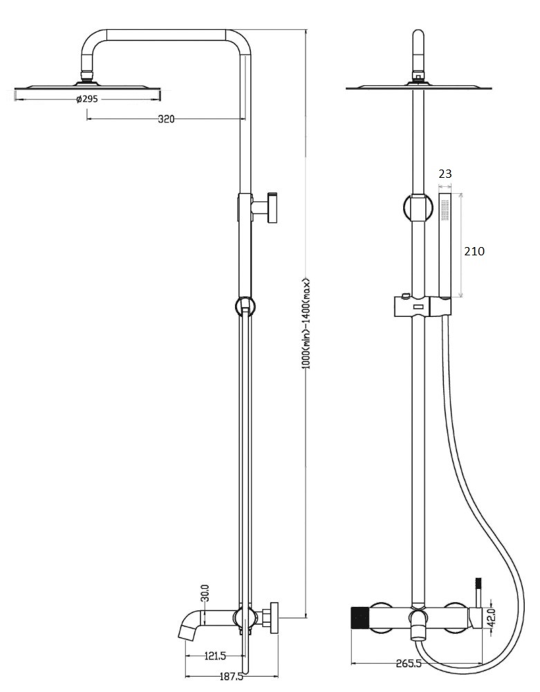 Boheme Uno Душевая стойка: смеситель, ручной душ, верхний душ 30 см, цвет: white/chrome 468-WCR