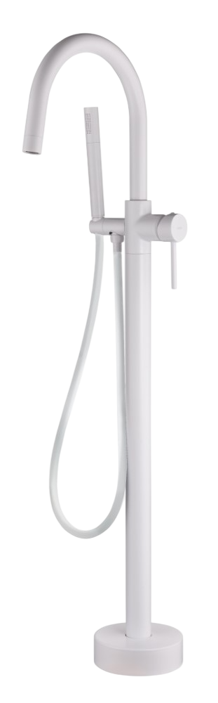 Boheme Uno Смеситель напольный с душевым набором - ручной душ, шланг, держатель, цвет: matt white 469-MW