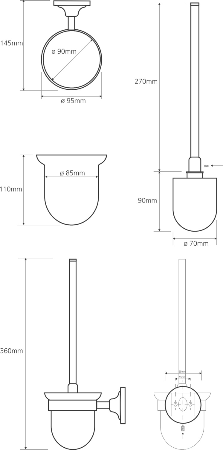 Bemeta Retro Ершик для унитаза подвесной со стеклянной колбой, цвет: бронза 144113017
