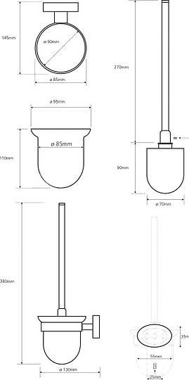 Bemeta Oval Ершик подвесной цвет: хром 118413011