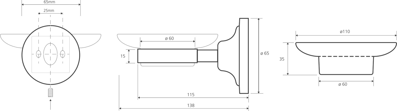 Bemeta Retro Мыльница со стеклянной чашей, подвесная, цвет: бронза 144108027