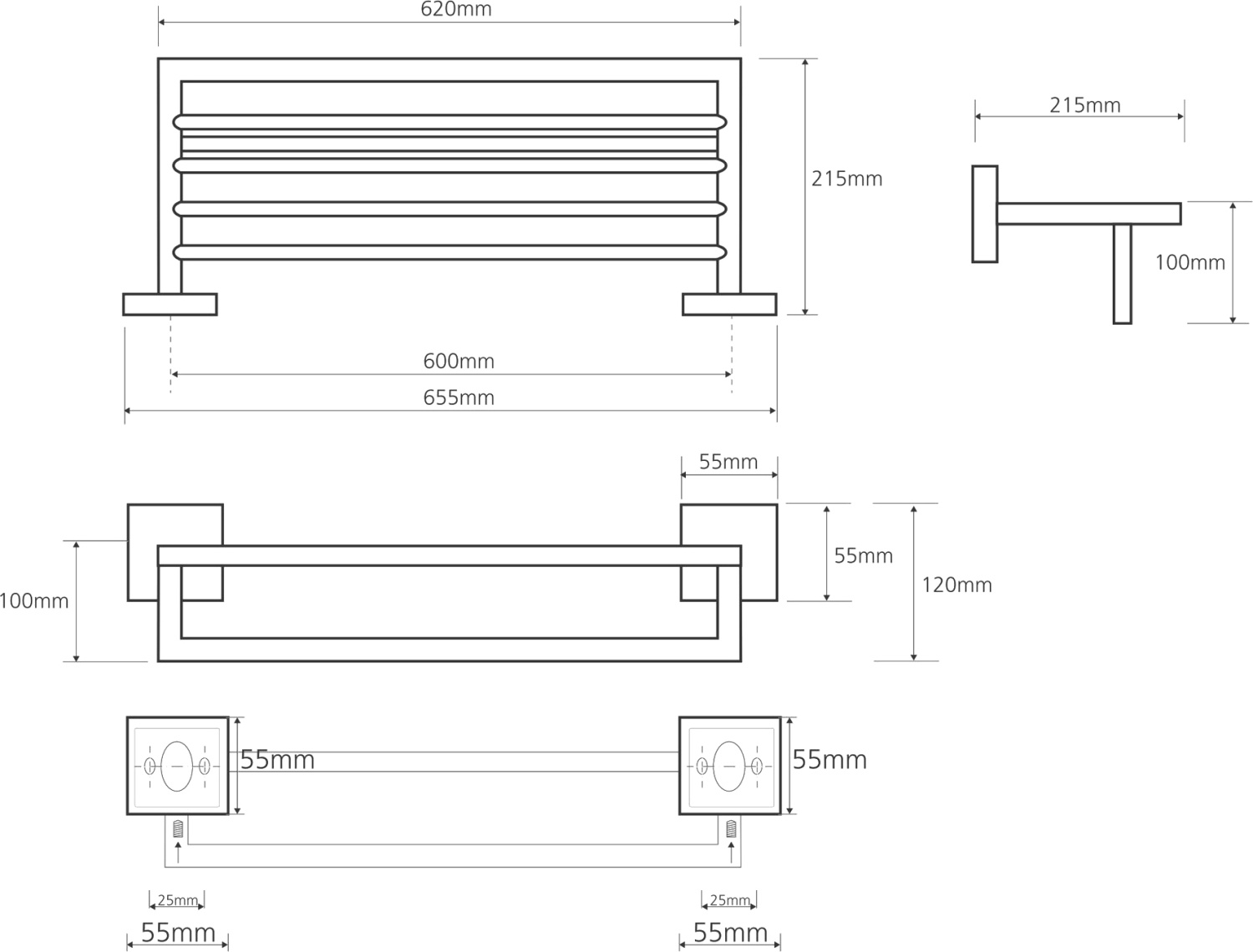 Bemeta Beta Полка подвесная 65,5x21,5 см, цвет: хром 132205072