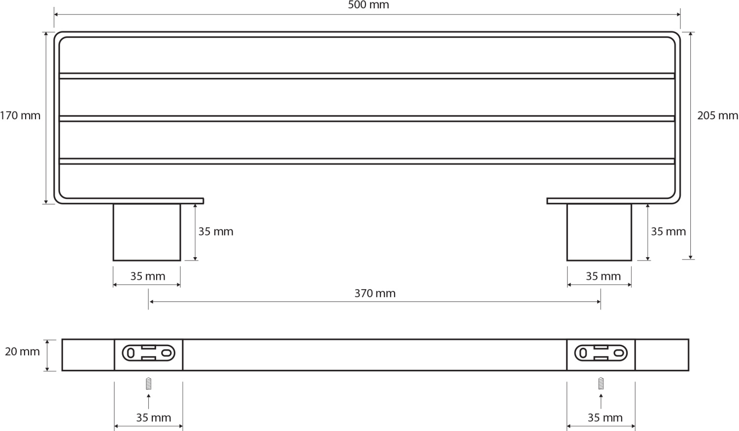 Bemeta Via Полка подвесная 50x20,5 см, цвет: хром 135002182