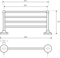 Bemeta Retro Полка подвесная 65,5x22,5 см, цвет: бронза 144102187